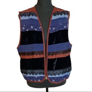 Mixed Media Velour Boho Vest